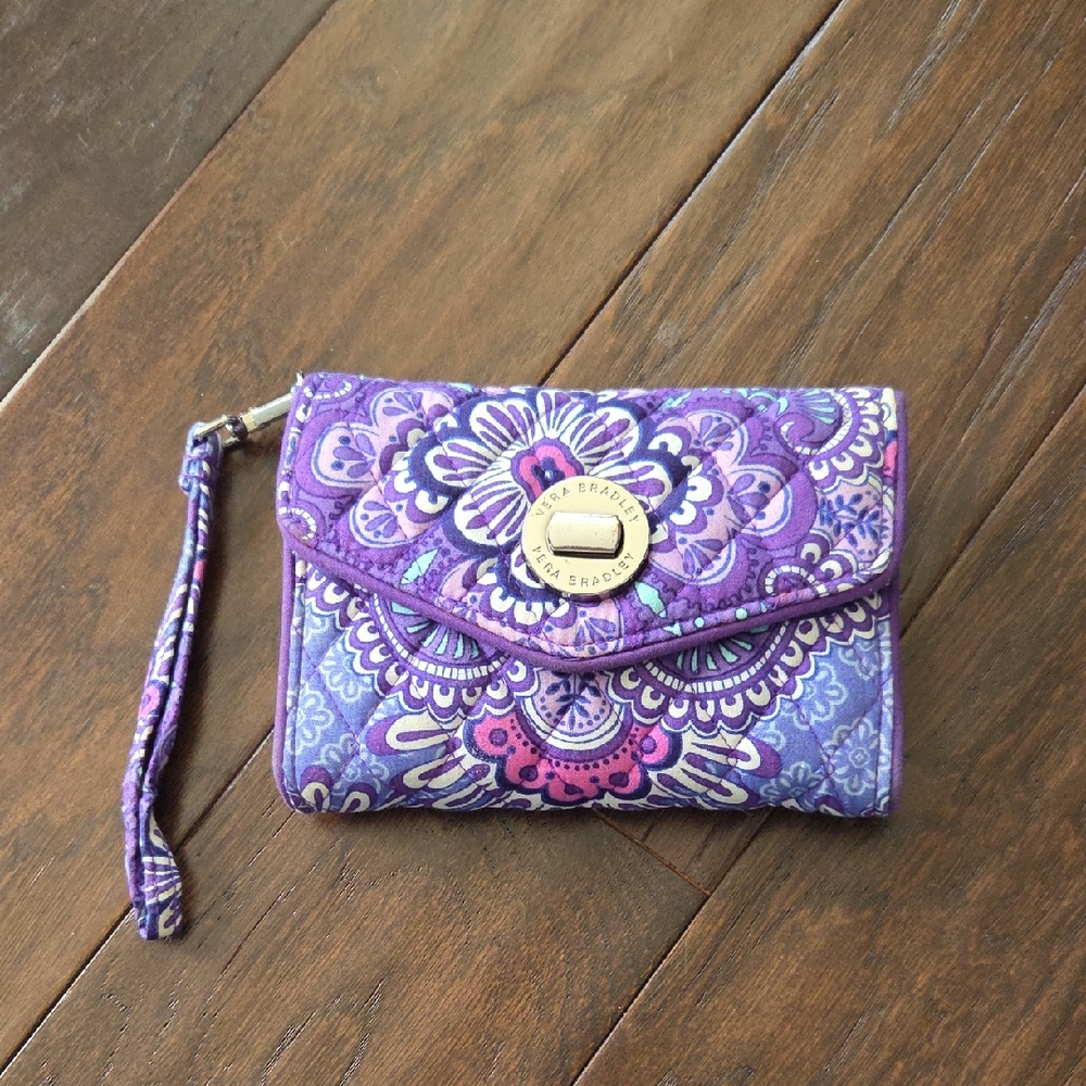 Vera Bradley Purple Floral Quilted Wristlet
